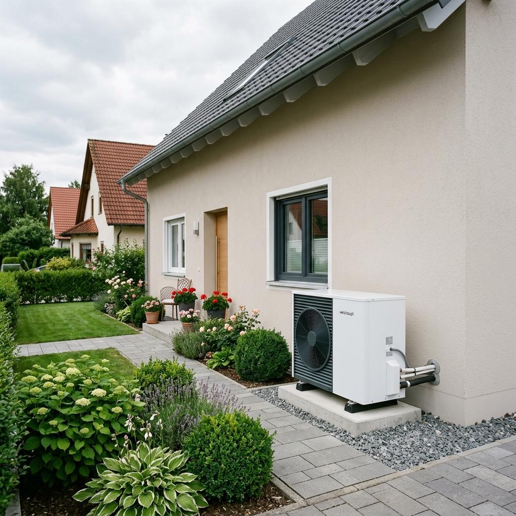 Luft-Wasser-Wärmepumpe am Einfamilienhaus